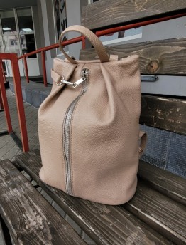 Рюкзак женский из натуральной кожи Genuine Leather бежевый 2