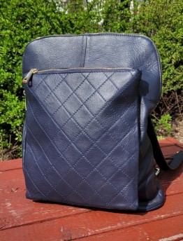 Сумка-рюкзак женская из натуральной кожи Genuine Leather синяя