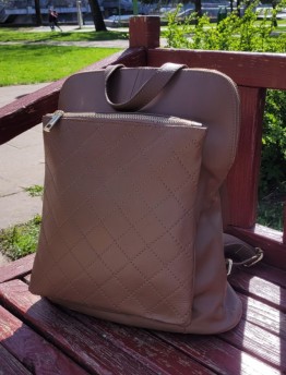 Сумка-рюкзак женская из натуральной кожи Genuine Leather коричневая