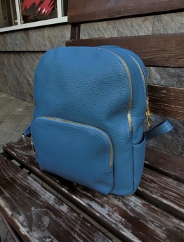 Рюкзак женский из натуральной кожи Genuine Leather голубой 2