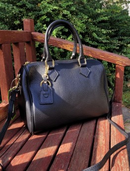 Сумка-чемоданчик женская из натуральной кожи Genuine Leather черная