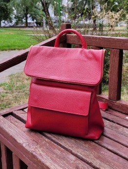 Рюкзак женский из натуральной кожи Genuine Leather красный