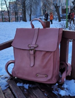Рюкзак женский из натуральной кожи Genuine Leather розовый